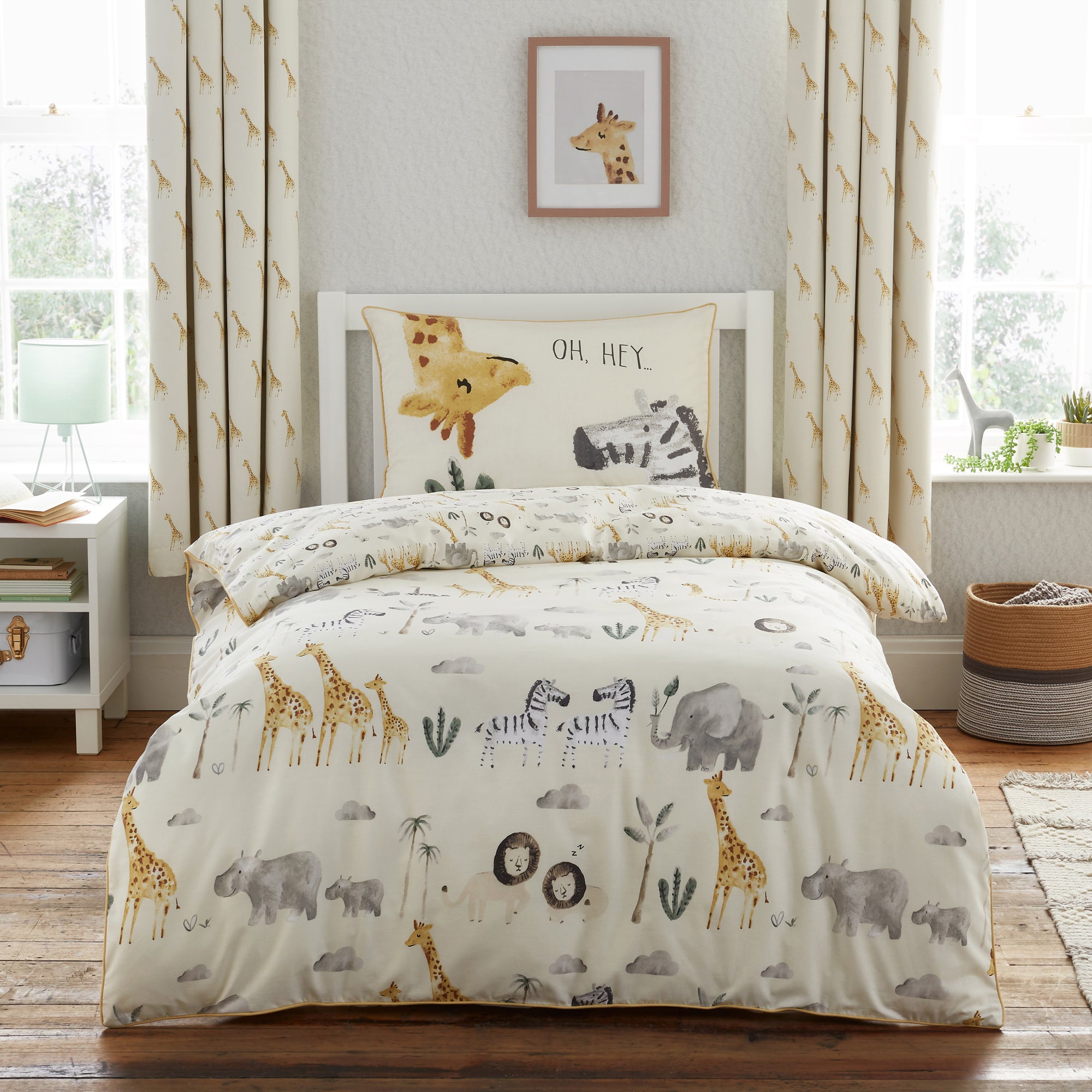 Safari Natural 100 Cotton Cot Bed Toddler Duvet Cover And Pillowcase Set Cream