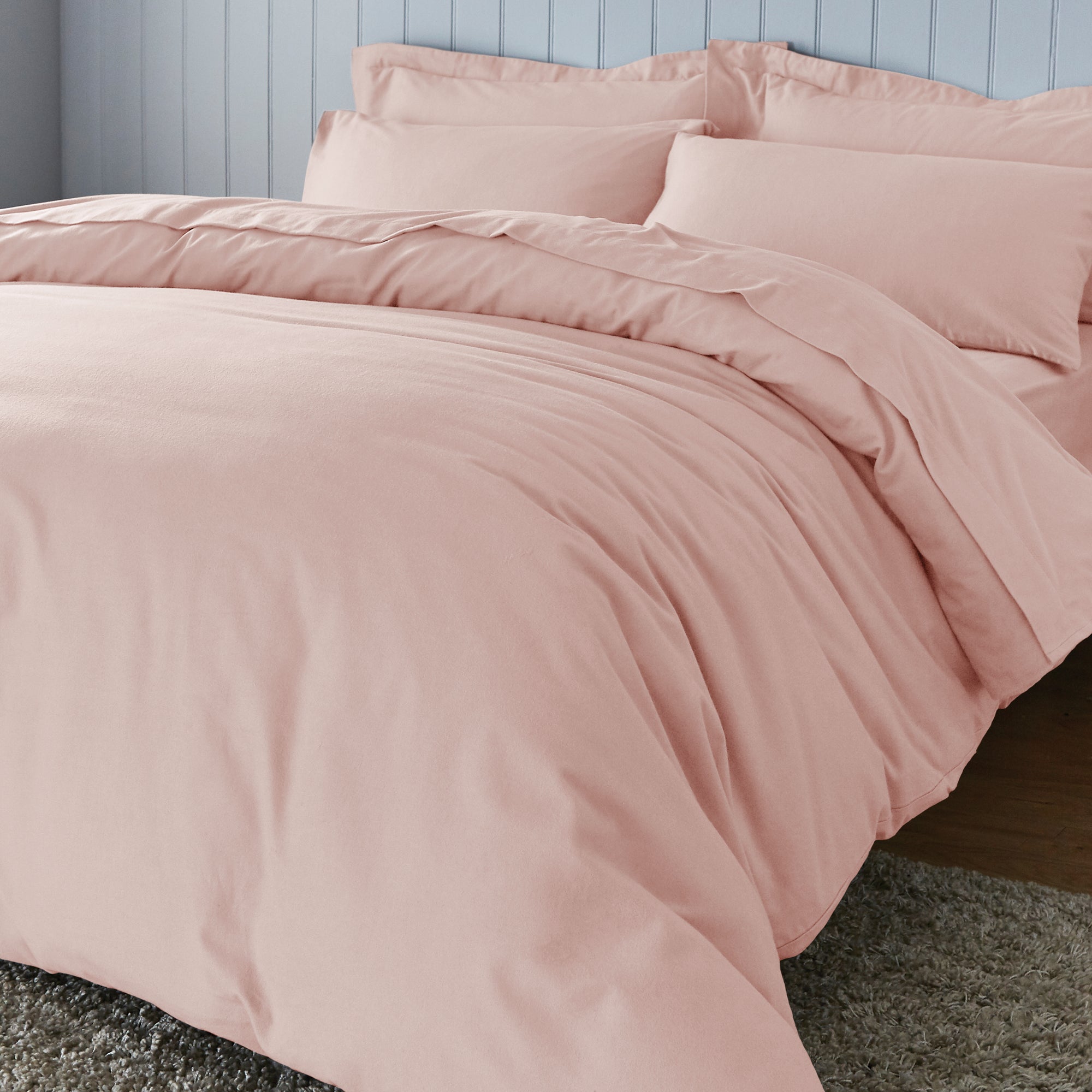 Soft & Cosy Brushed Cotton Pink Duvet Cover and Pillowcase