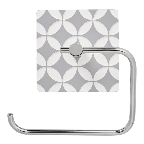Geo Tile Grey Toilet Roll Holder Dunelm