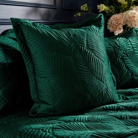 Palmeria Emerald Cushion Dunelm, Palmeria Quilted Velvet Duvet Cover Set Emerald