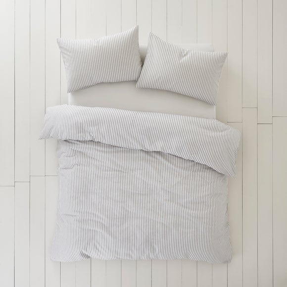 grey striped linen duvet cover