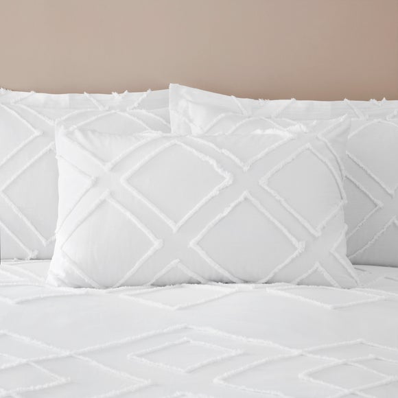 Souk White Tufted 100 Cotton Duvet Cover and Pillowcase Set Dunelm