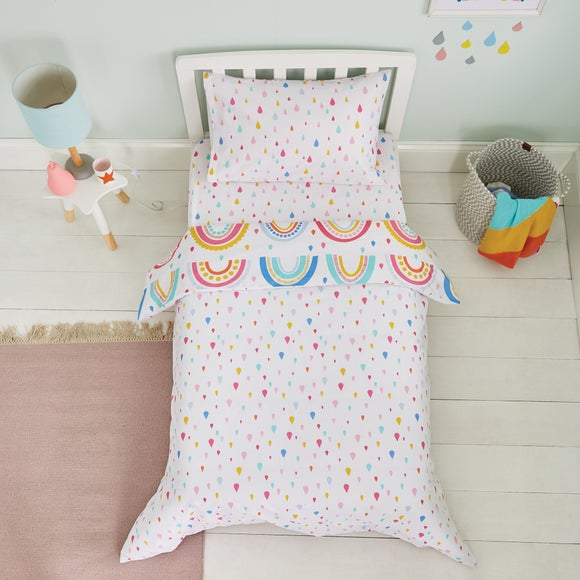 Elements Rainbow Reversible 100 Cotton Duvet Cver and Pillowcase Set