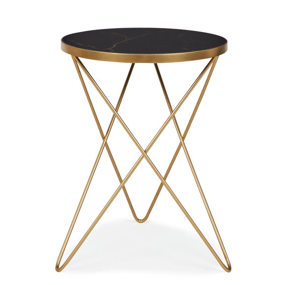 Lexi Black Marble Effect Side Table Dunelm