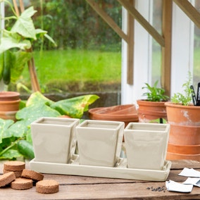 Grow Your Own Set of 3 Windowsill Herb Pots