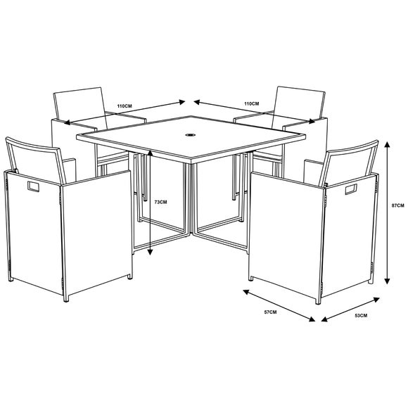 st lucia 4 seater grey cube dining set