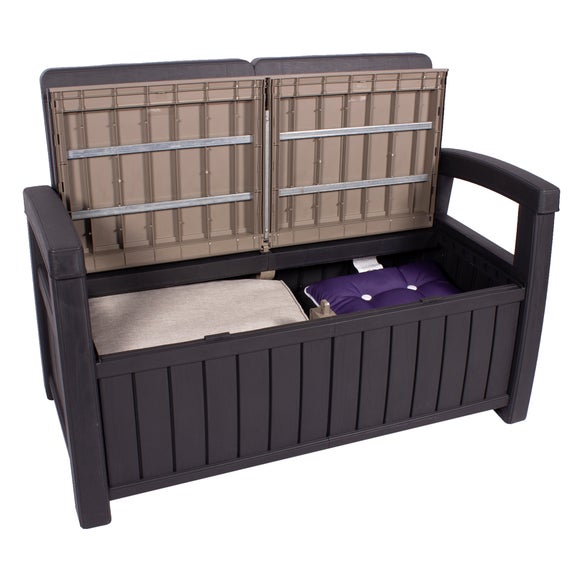 Faro 2 Seater Black Storage Bench Dunelm