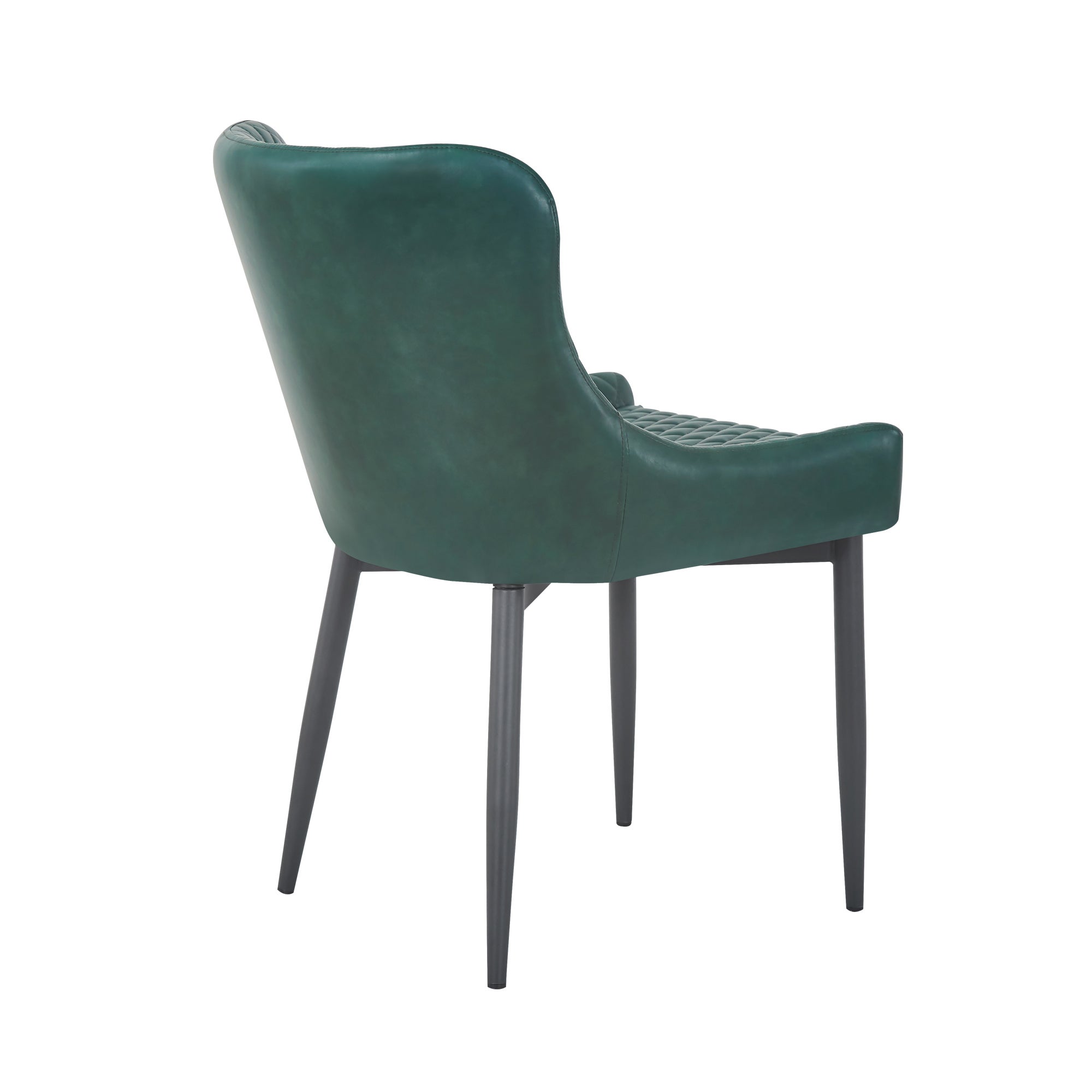 Montreal Set of 2 Dining Chairs Emerald Green PU Leather | Dunelm