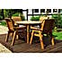 Charles Taylor 4 Seater Round Dining Set with Grey Seat Pads and Parasol Wood (Brown)