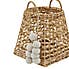 Water Hyacinth Basket with Pom Poms Natural