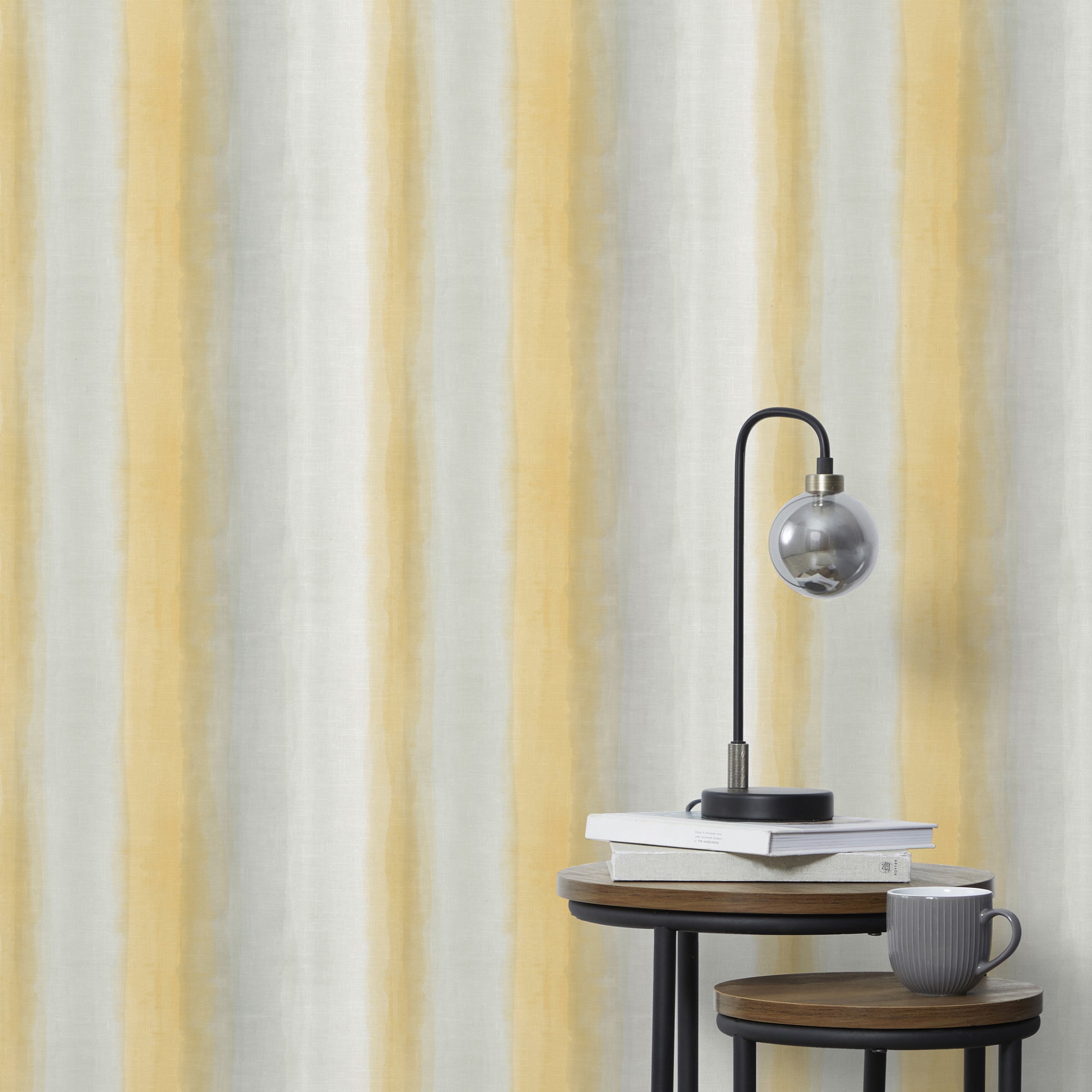 Washy Stripe Ochre Wallpaper | Dunelm