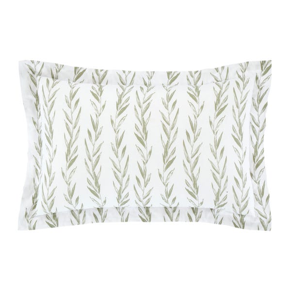 Whimsical Botanical Green 100% Cotton Oxford Pillowcase | Dunelm