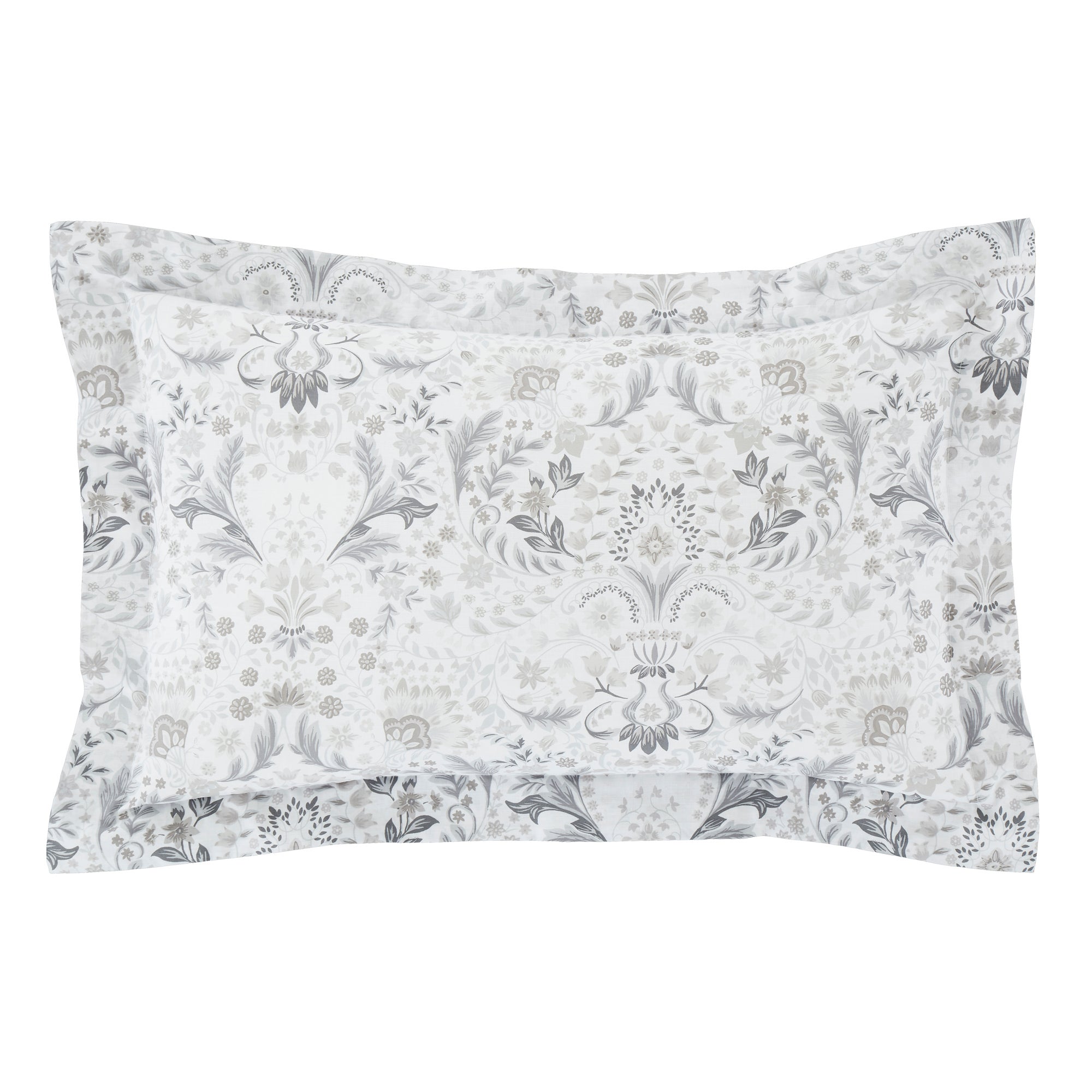 Hardwick Floral Grey Oxford Pillowcase | Dunelm