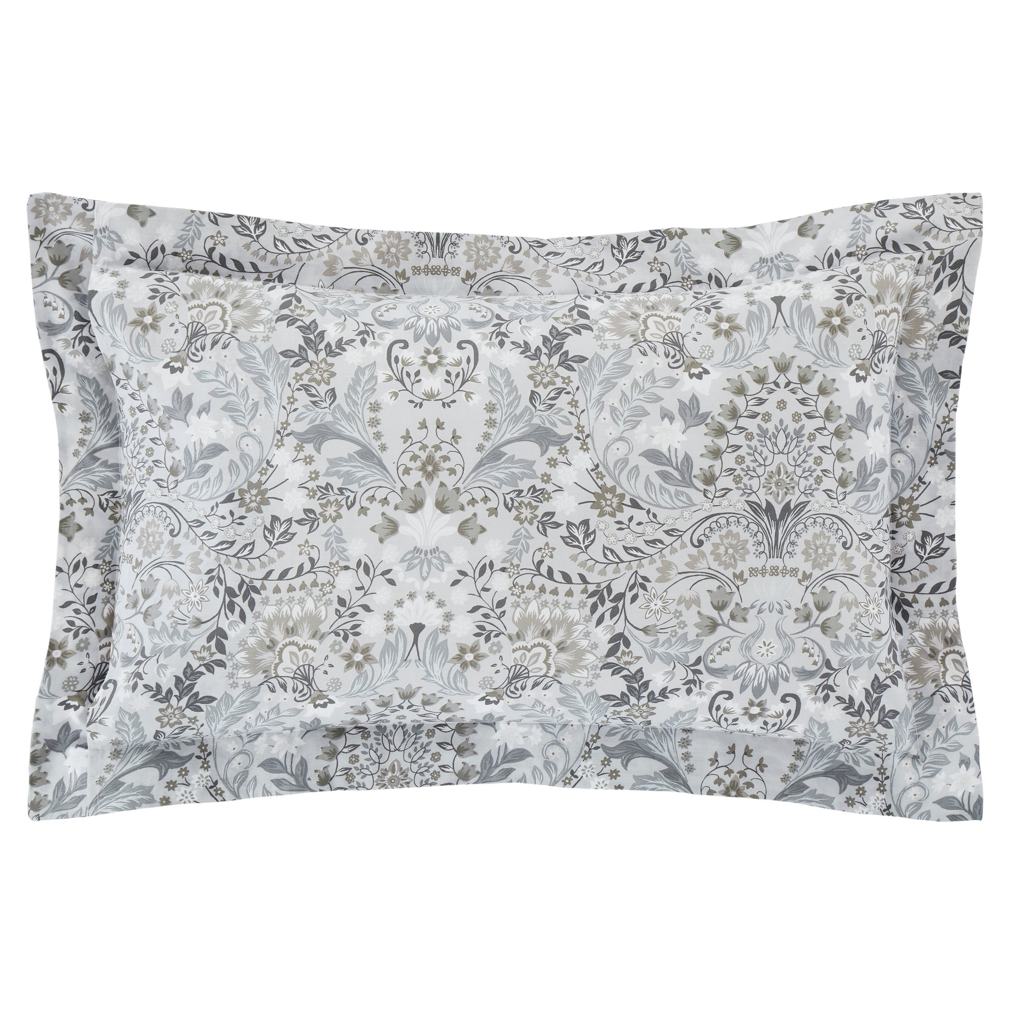 Hardwick Floral Grey Oxford Pillowcase | Dunelm