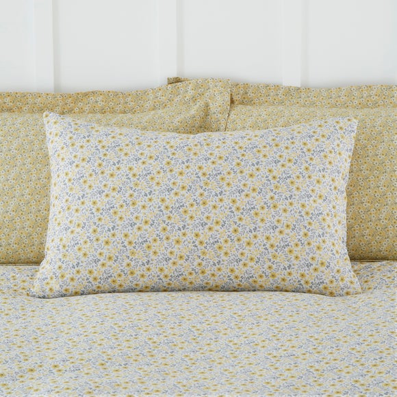 Bessie Ditsy Floral Ochre 100 Cotton Reversible Duvet Cover and Pillowcase Set Dunelm