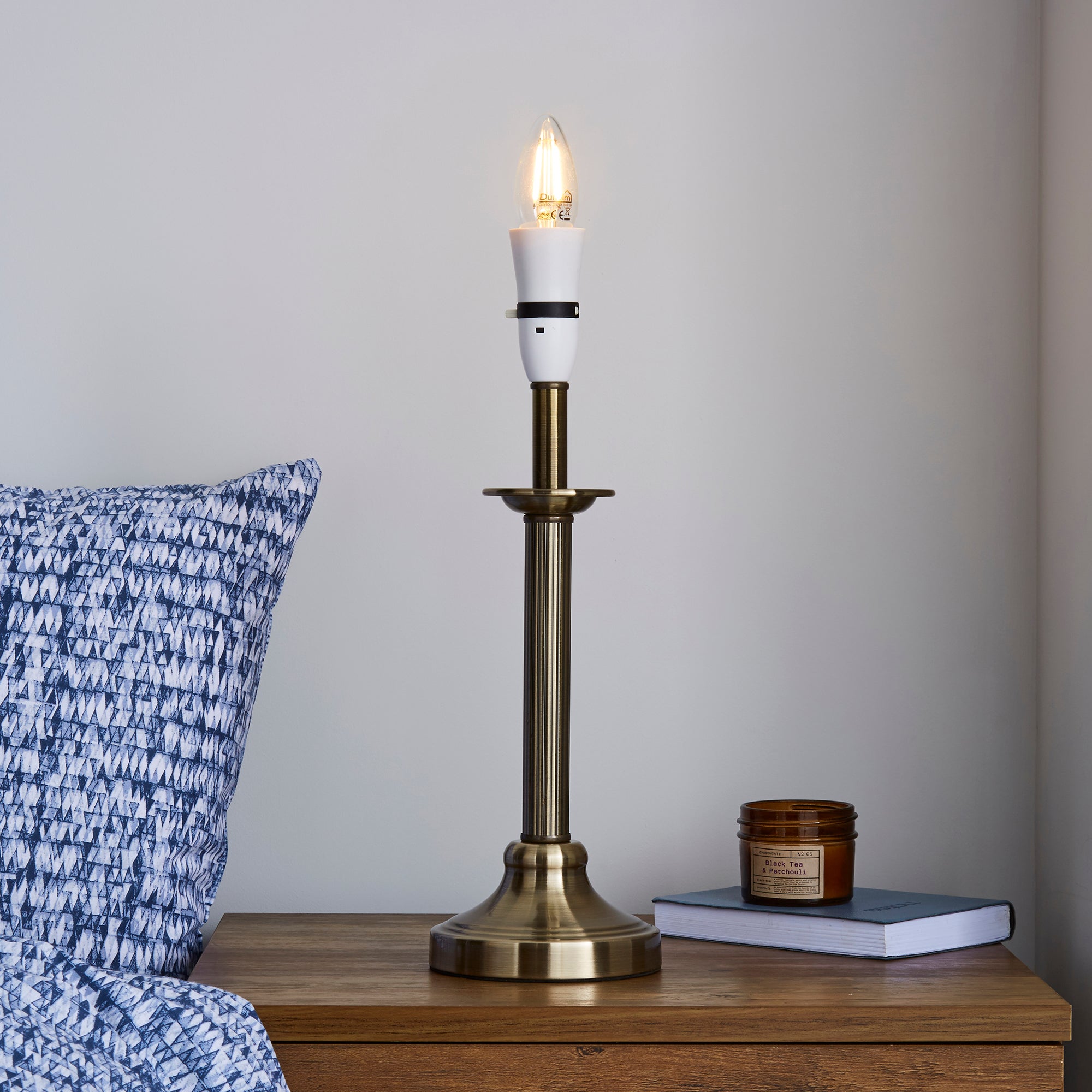 Fluted Candlestick Antique Brass Table Lamp Base