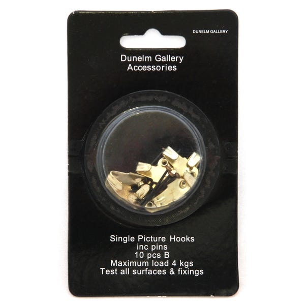 Pack of 10 Single Picture Hooks Gold