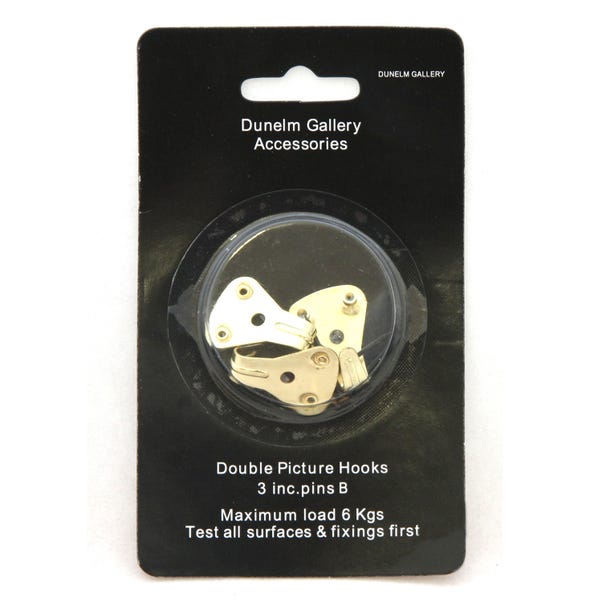 Pack of 3 Double Picture Hooks with Pins Gold