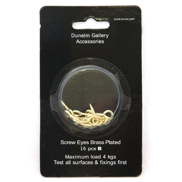 Pack of 16 Brass Plated Screw Eyes Gold