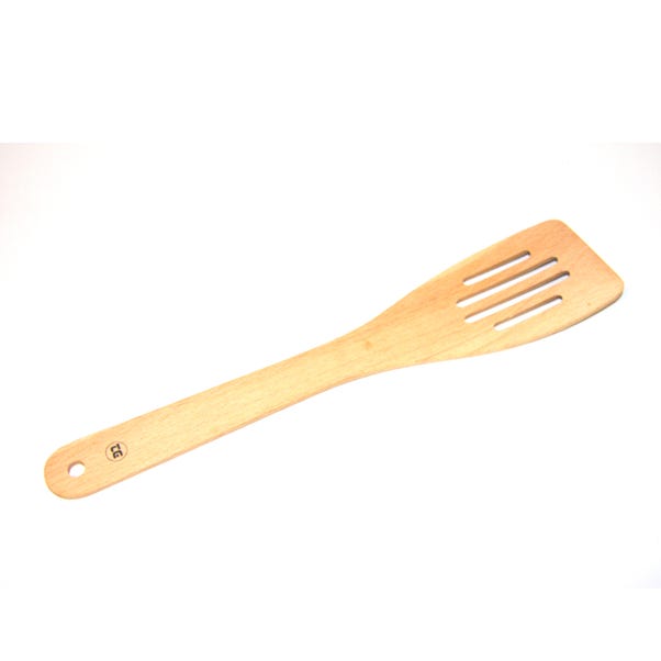 Beechwood Curved Slotted Spatula Natural (Brown)