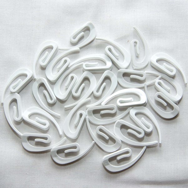 Pack of 25 Nylon Curtain Hooks White
