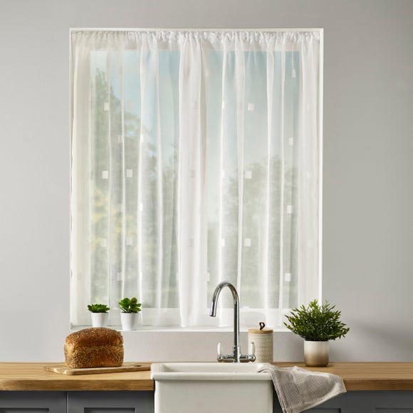 Photo of by the metre zen lace net slot top curtain fabric