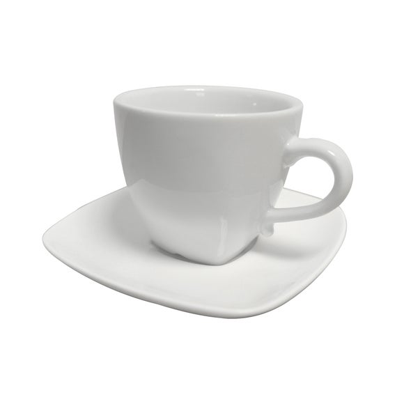 white espresso cups and saucers