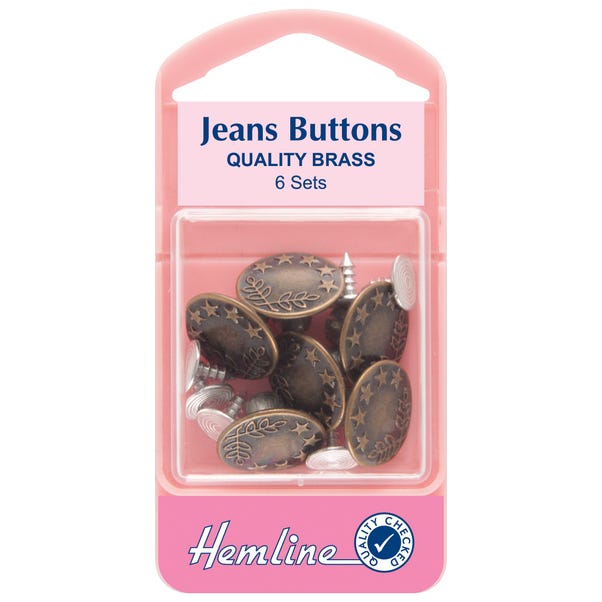 Hemline Bronze Jean Button 16mm Bronze