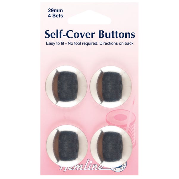 Hemline Self Cover Silver Buttons  undefined