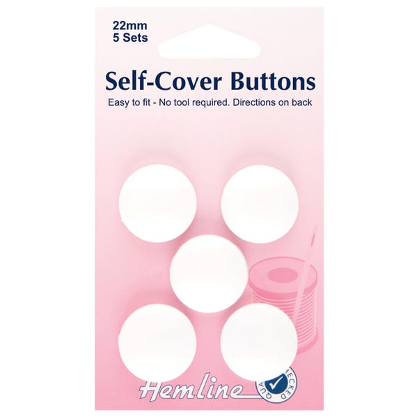 Hemline Self-Cover Buttons 22mm White