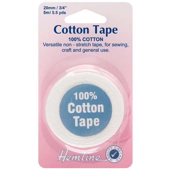 Hemline White Cotton Tape 5m  undefined