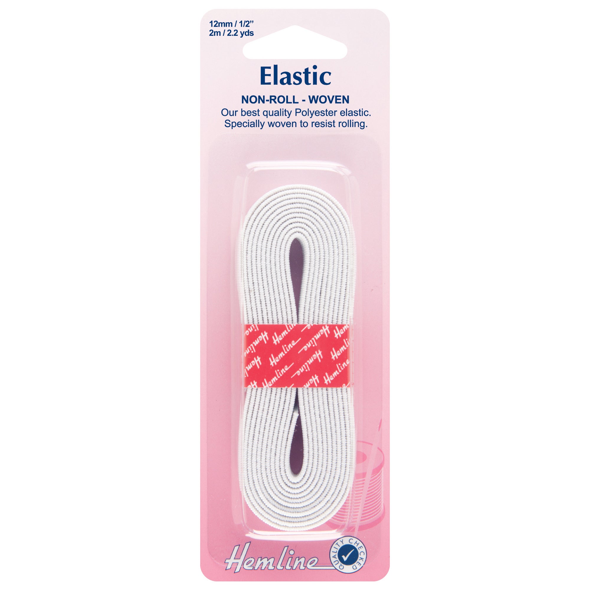 Hemline White Non-Roll Elastic 25mm | Dunelm