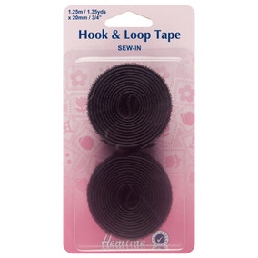 Hemline Black Velour Sew-In Hook And Loop Tape 20mm