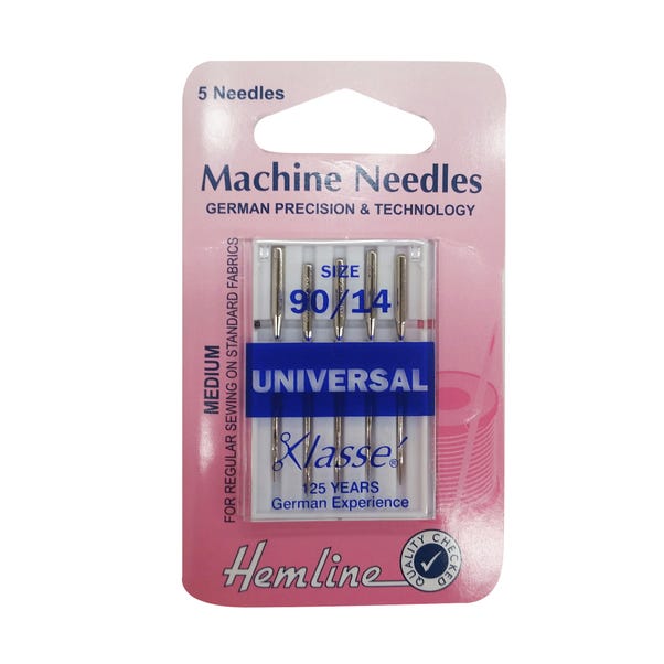 Hemline pack of 5 Medium/Heavy Sewing Machine Needles Grey
