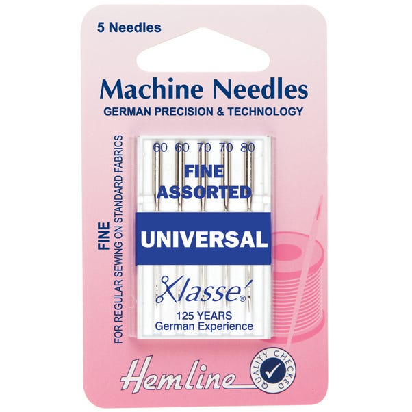 Hemline Universal Assorted Sewing Machine Needles Silver
