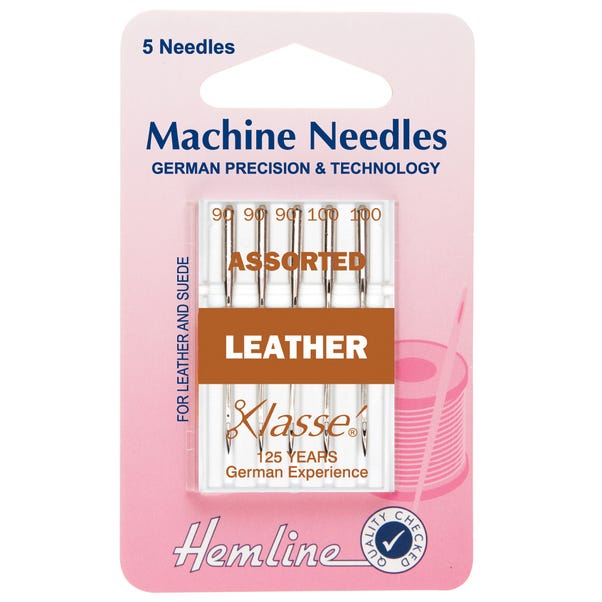 Hemline H104.99 Leather Assorted Sewing Machine Needles Silver