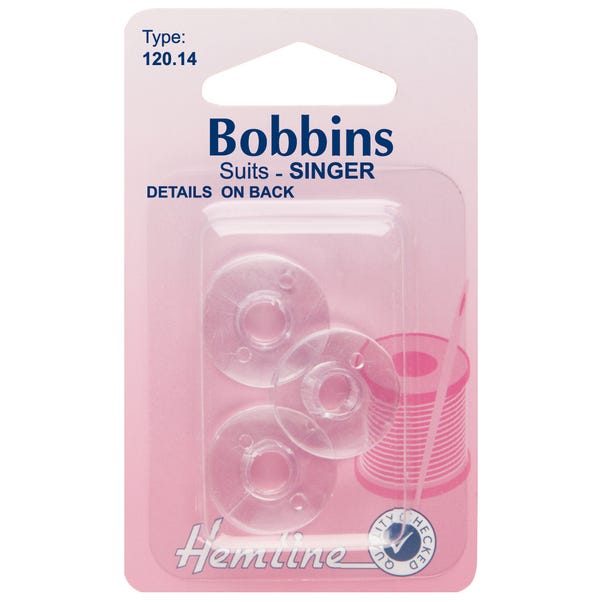 Hemline Singer Plastic Bobbins 3 Pack Clear
