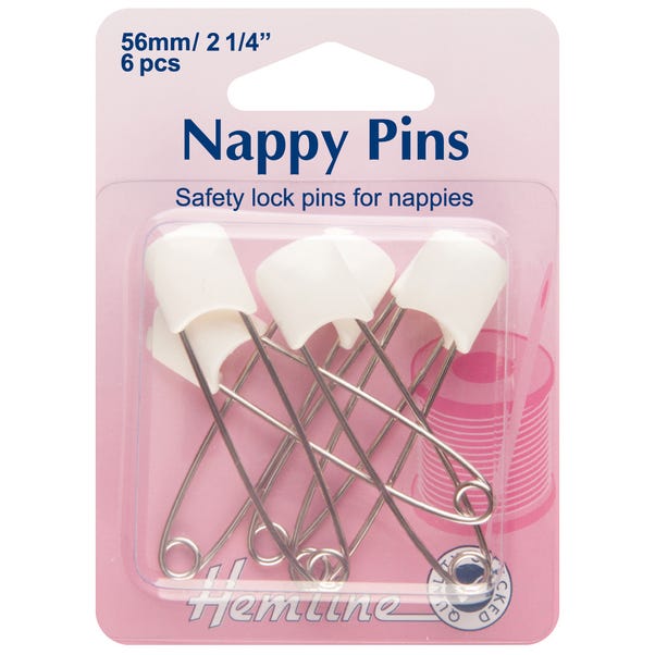 Hemline White Nappy Pins Silver