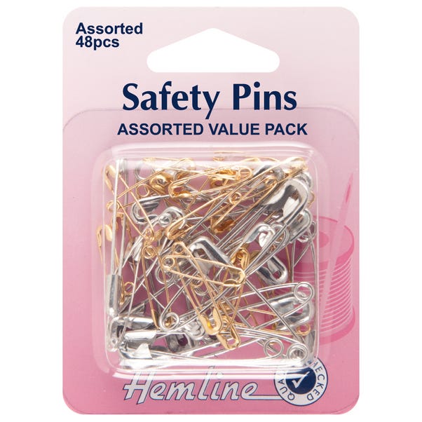 Hemline Assorted Safety Pins Silver