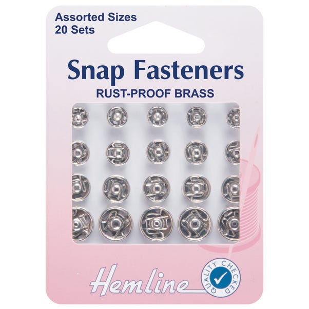 Hemline Assorted Silver Snap Fasteners Silver