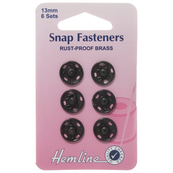 Hemline Black Snap Fasteners 13mm image 1 of 1