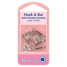 Hemline Large Silver Trouser Hook And Bar Fasteners