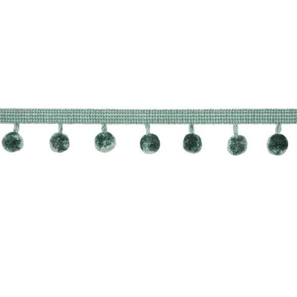 Chenille Pom Pom Fringe Teal Trim Dunelm