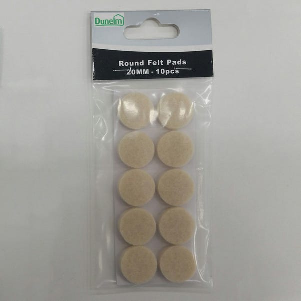 Pack of 10 20mm Round Felt Pads Cream