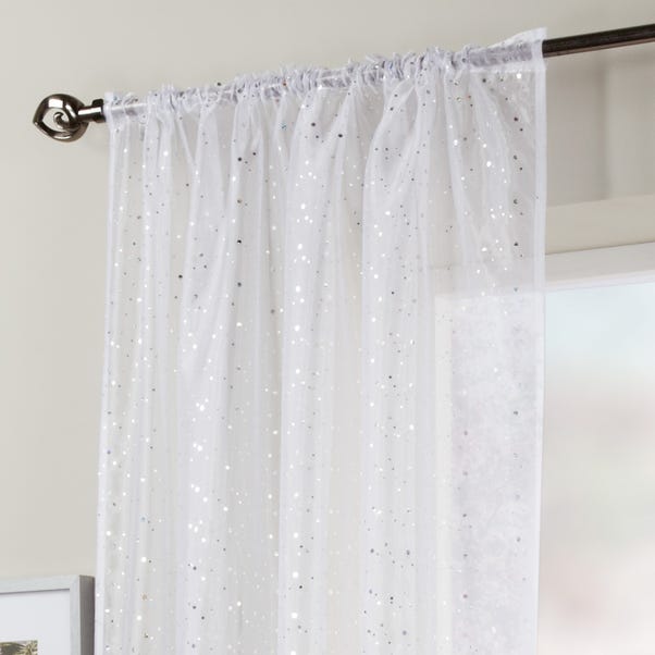 White Sparkle Single Slot Top Voile Panel  undefined