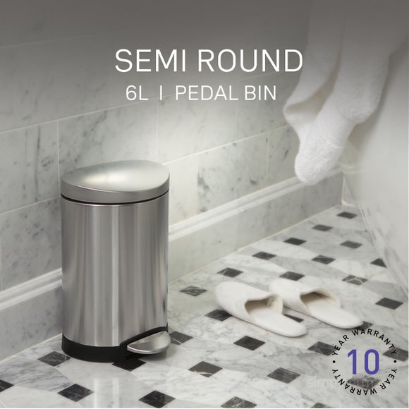 Simplehuman 6L Semi-Round Bathroom Pedal Bin