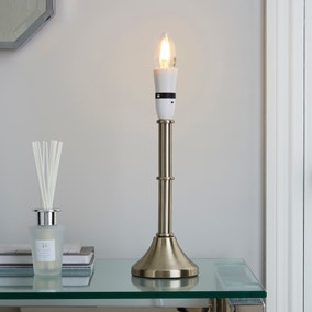 Smooth Satin Chrome Candlestick Table Lamp Base