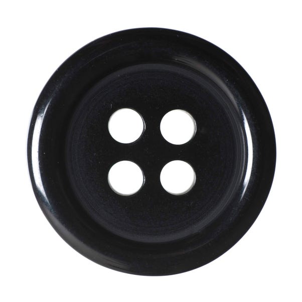 Black Round Rimmed Buttons 15mm Pack of 10 Black undefined