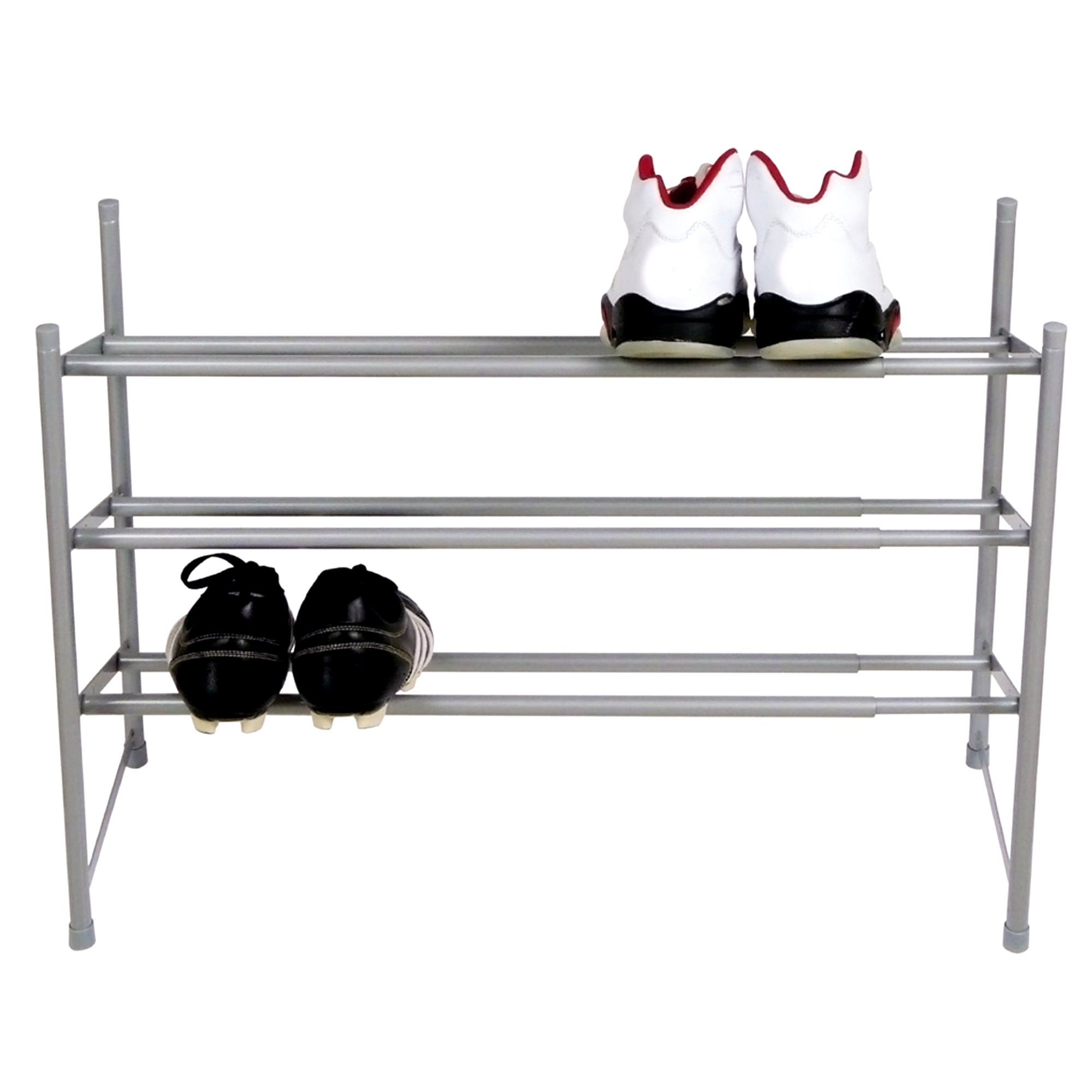 Silver 3 Tier Extending Shoe Rack Dunelm