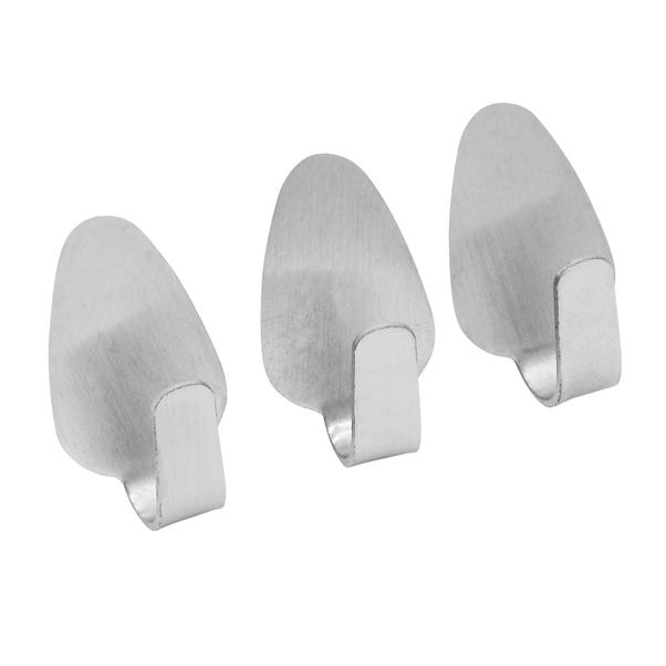 Pack of 3 Adhesive Storage Hooks Silver